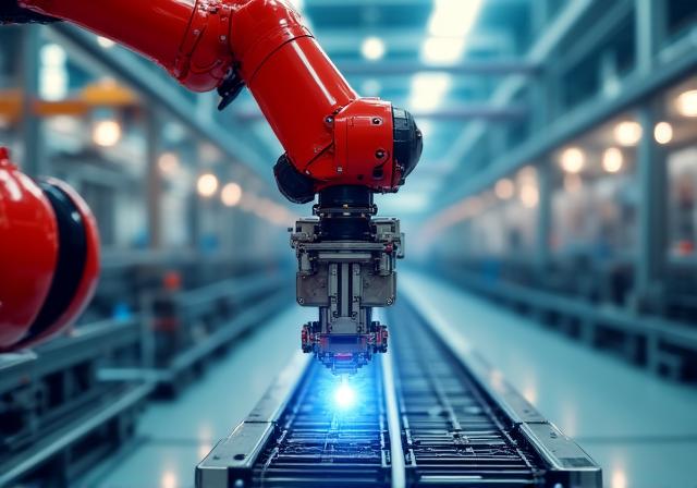 Zaawansowane ramię robotyczne w nowoczesnej fabryce